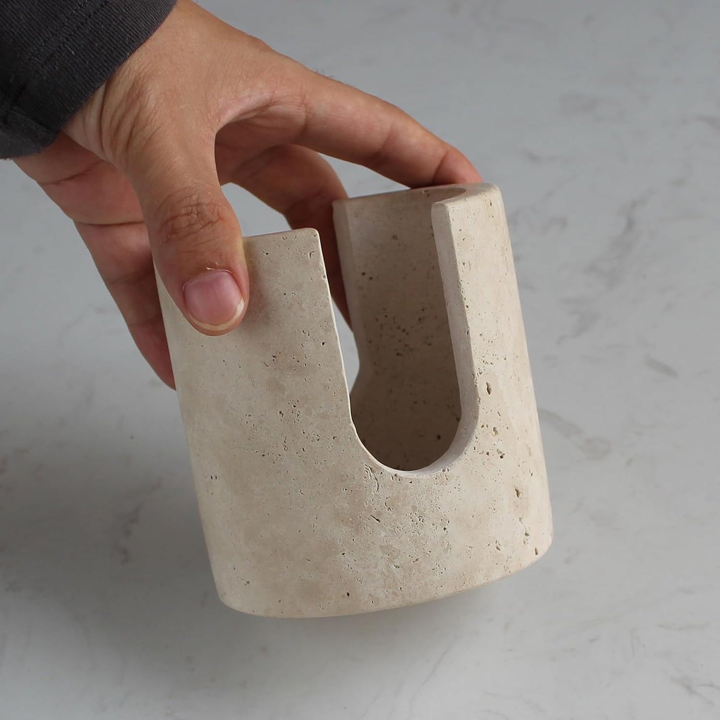 Natural Marble Travertine Sponge Holder for Kitchen Counter, Drying Rack, Sponge Caddy for Sink Organizer - Beige Travertine