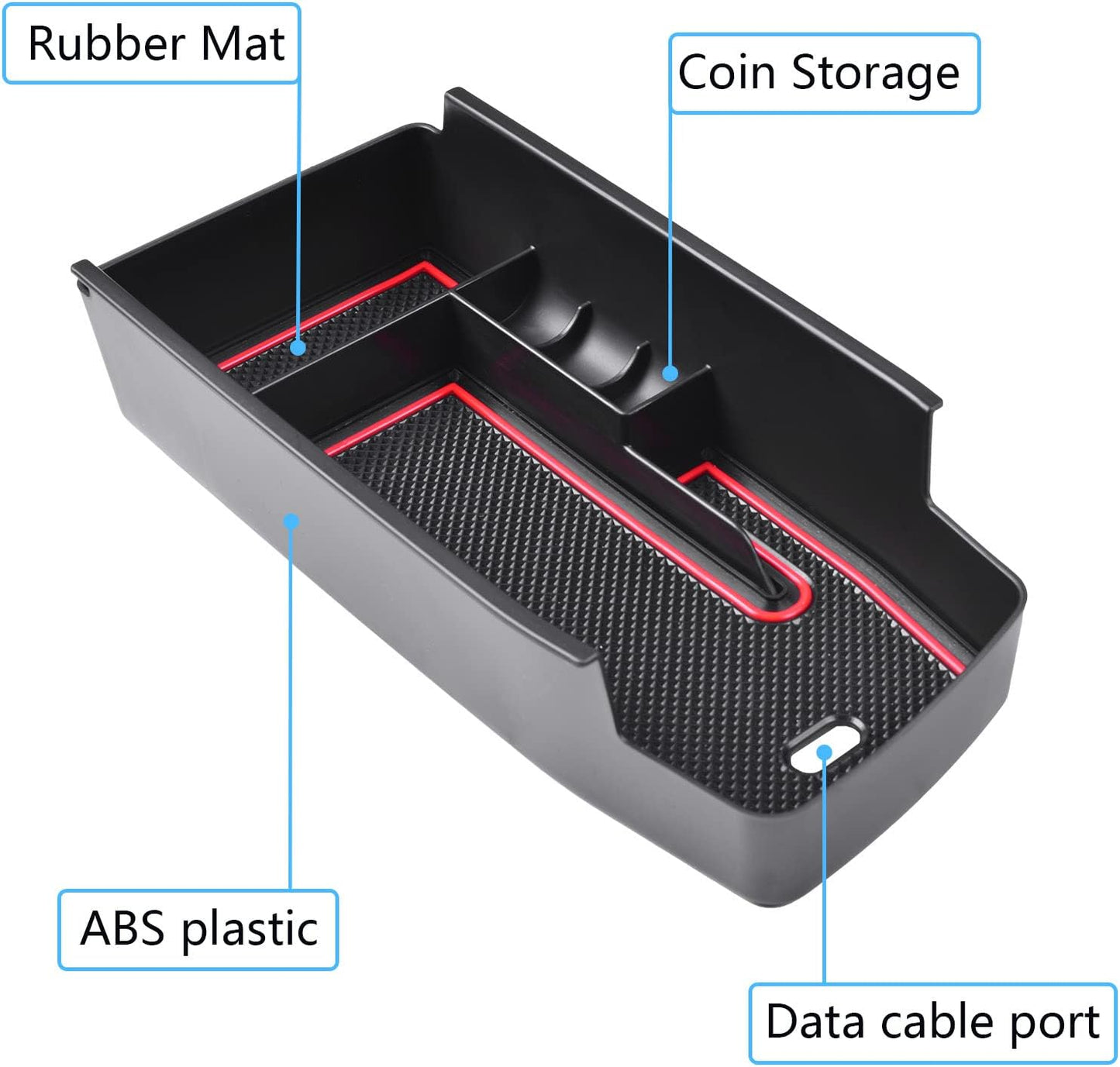 EDBETOS Center Console Organizer Tray Compatible with Chevy Bolt EUV Bolt EV Accessories 2022-2023 Interior Secondary Armrest Storage Glove Box Divider ABS Material, Customized Design, Red