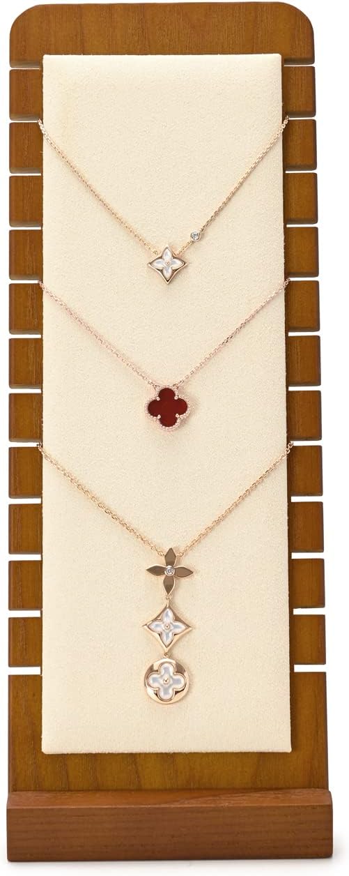 Oirlv Solid Wood Necklace Organizer Showcase Necklace Display Stand Jewelry Display Holder (Creamy-white)
