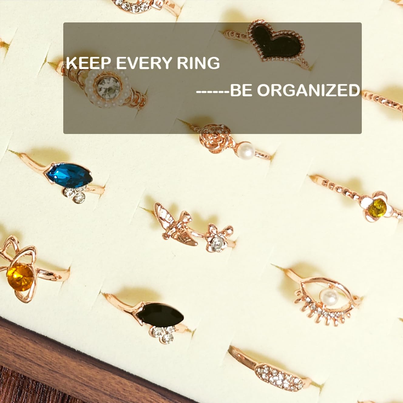 Large Jewelry Trays for Drawers Stackable Velvet Jewelry Display for Vendors Jewelry Drawer Organizer Inserts for Rings Necklace Bracelets Earrings and Studs Earrings (Beige, 100 Slot)