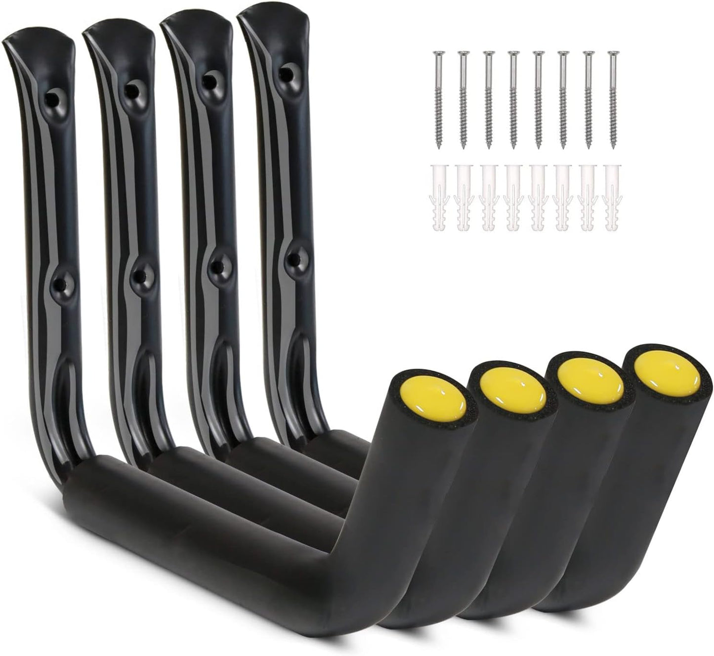 GEEDAR 100 LB Capacity (15") Heavy Duty Garage Storage Hooks (4packs) Kayak Storage Hanger Wall Mounted Rack for Hanging Ladders, Bikes