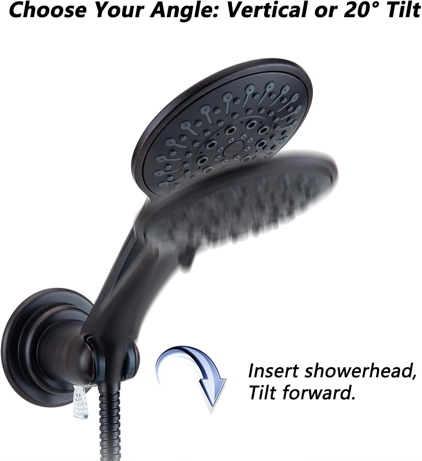 BOPai Suction Cup Shower Head Holder for Handheld Shower – No Drill, for Smooth Surfaces Only, Adjustable 20°, Oil Rubbed Bronze