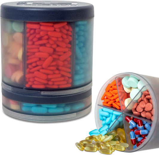 Monster Extra-Large Pill Organizer (5” Tall x 4.25” Wide) – 10 Adjustable Compartments, Easy Dispense Medication & Supplement Dispenser, Monster Fit 10