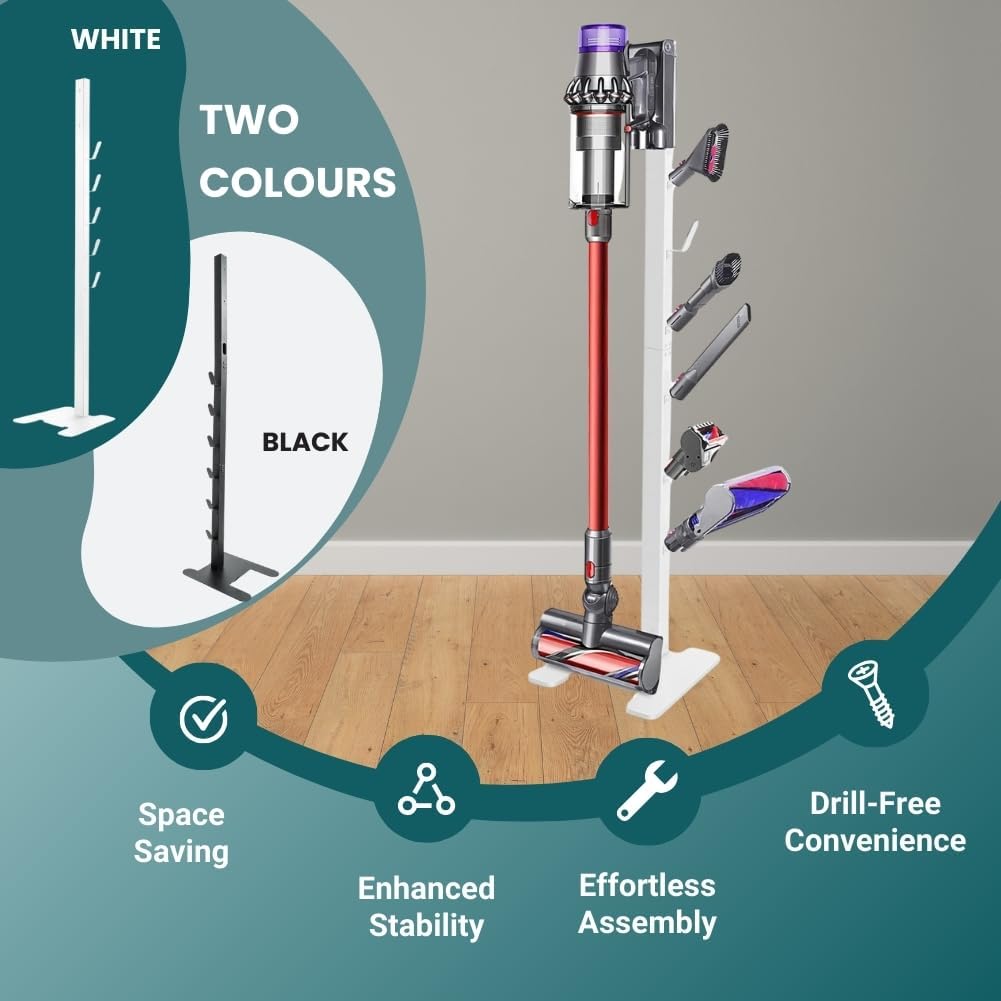 Vacuum Stand for Dys,Storage Stand Docking Station Holder,Compatible with Dys V15 V11 V10 V8 V7 V6 Cordless Vacuum Cleaners Accessories,Stable Metal Bracket Organizer Rack (White,6 Racks)