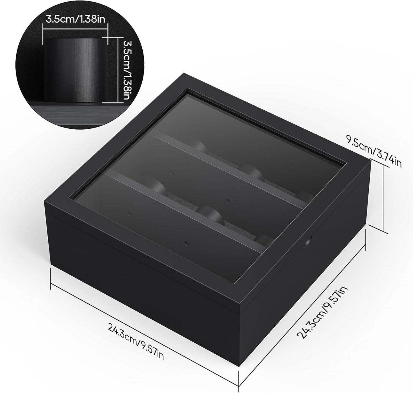 TJ.MOREE 9-Slot Watch Display Case, Wall Mount Wooden Watch Box, Vertical Storage Men’s Watch Box