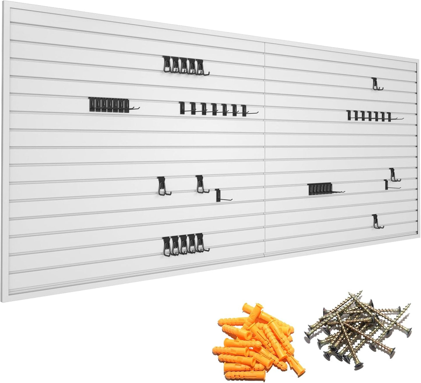 Yuzzy Slat Wall Paneling 4 x 8ft, Garage Slatwall Panel Wall Storage Systems, Heavy Duty PVC Garage Wall Organization (White)