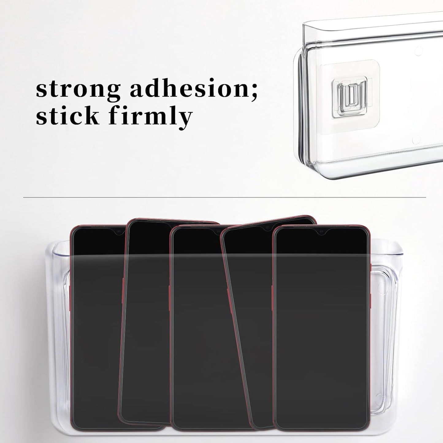 APSOONSELL Wall Mount Storage Organizer Box for Phone Remote Control Holder Clear L