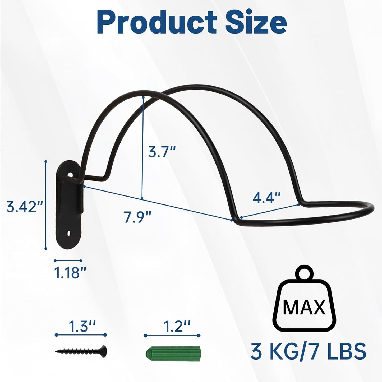 2 Pcs Helmet Rack Hanger Wall Mount Display, Helmet Holder Hooks Wall Mount for Equestrian Motorcycle Hat - White & Black