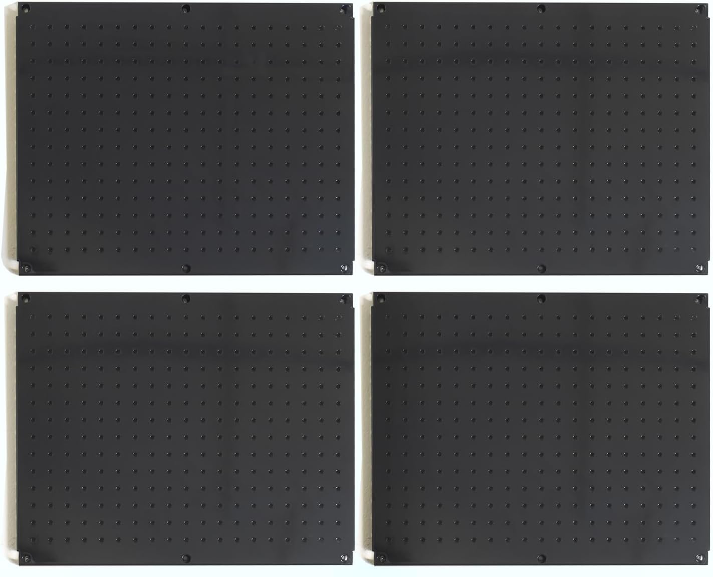 Metal Pegboard 16-Inch Tall x 20-Inch Wide Heavy Duty Wall Organizer for Home Garage Tool Storage 4pcs Black