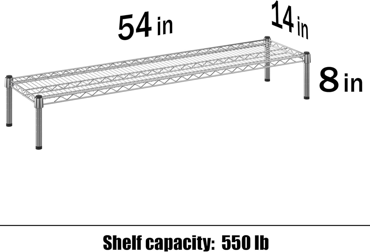 14" Deep x 54" Wide x 8" Height 1-Tier Wire Shelving Kit | NSF Commercial Storage Rack Unit