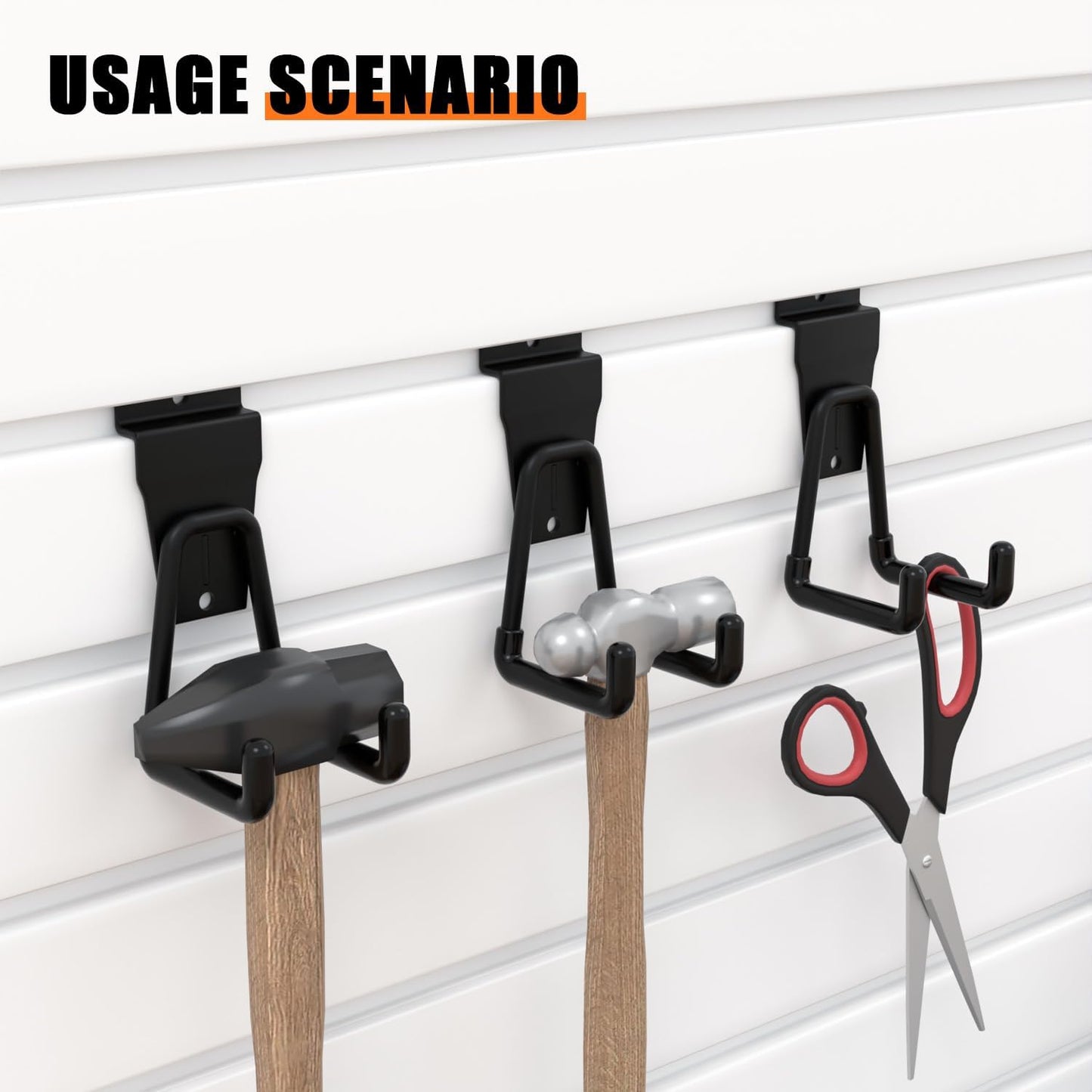 18-Pack Heavy-Duty Slatwall Hooks in Black, Firmly and Durable Garage Wall Organizer for Tools, Garden Equipment & Utility Storage, Garage Hooks for Hanging
