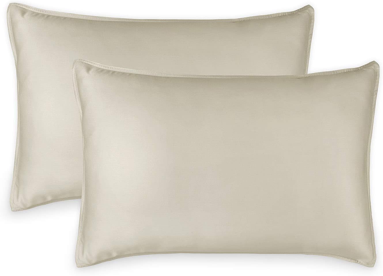 Queen Pillowcases by Pure Bamboo, Genuine 100% Organic Viscose Derived from Bamboo, Luxuriously Soft & Cooling, Double Stitching, Envelope Closure (2 Queen Pillowcases, Sand)