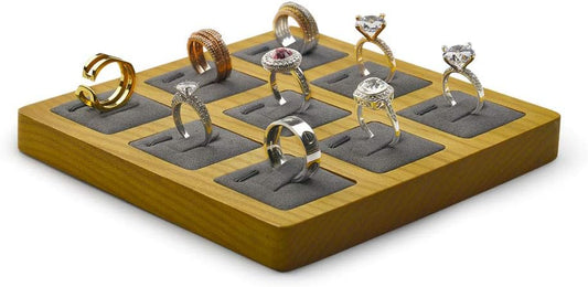 Jewelry Ring Display Tray Solid Wood Display Rings Stand Storage Jewelry Display Props Tray