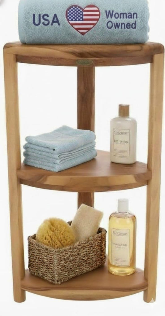EcoDecors 3-Tier Shelf Waterproof Teak Wood Shower Shelf for Inside Shower Provides Storage, and Organization for Bathroom Accessories
