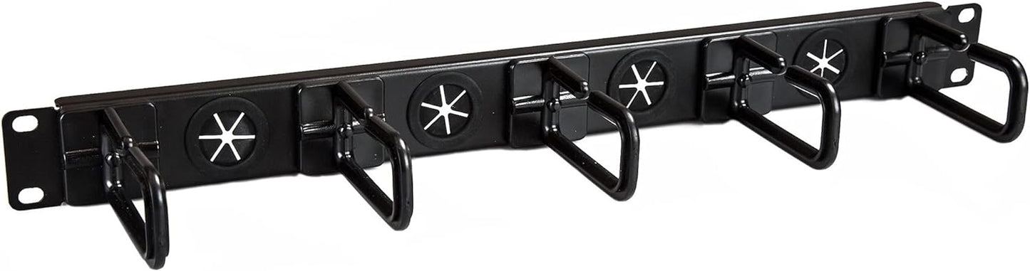 StarTech.com 1U 19" Cable Management Organizer - D Ring Hook Network/Server Rack Cord Manager - Data Center Horizontal Wire Panel with Passthrough Holes w/Mounting HW - EIA/ECA-310-E (CABLMANAGERH)