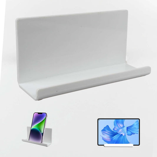 Adhesive Tablet Wall Mounted Phone Holder Acrylic Floating Shelves,eReader Wall Holder Smartphone Holder Stand for Bedroom,Living Room,Dorm,Office Display Shelf(White)