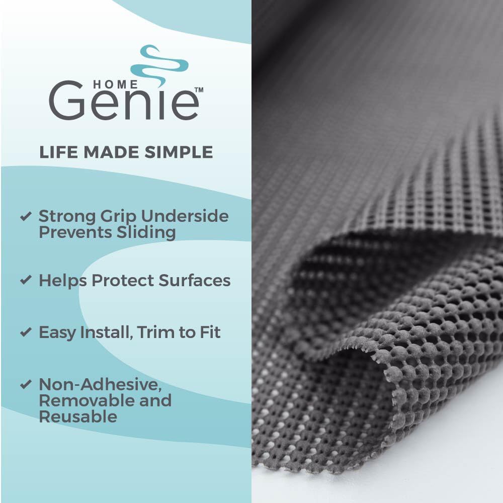 HOME GENIE Shelf Drawer and Cabinet Liner, Durable with Strong Grip, 20 in x 20 FT, Non Adhesive Liners Protect Kitchen Cabinets and Cupboard, Pantry, Bathroom Drawers and Shelves, Desks, Slate Gray