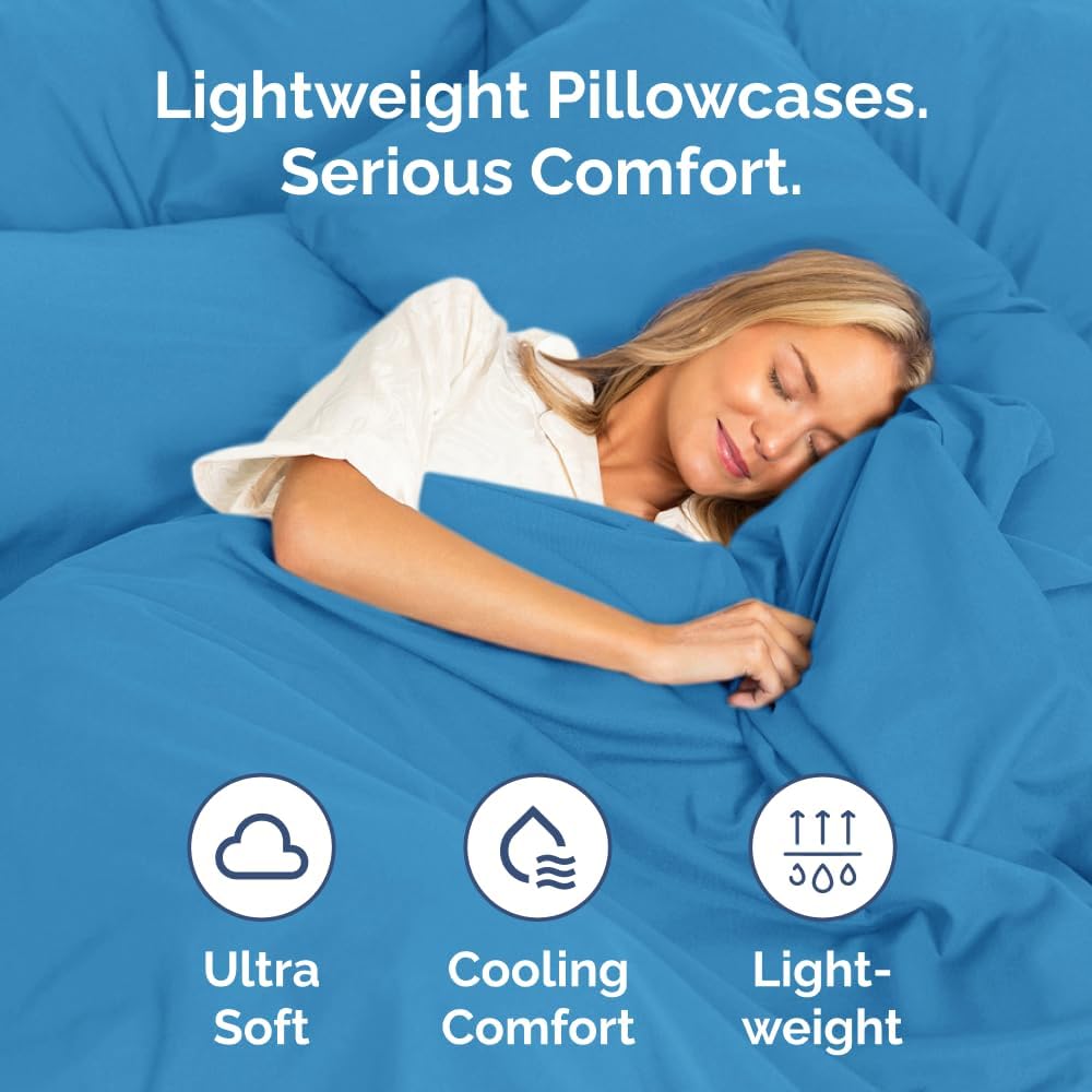 King Pillow Cases - 2 Pack - Super Soft Pillowcase Covers - Envelope Enclosure - Hotel Quality Pillow Protectors - Wrinkle Free, Shrink & Stain Resistant - Machine Washable - 20" x 40" (Denim Blue)