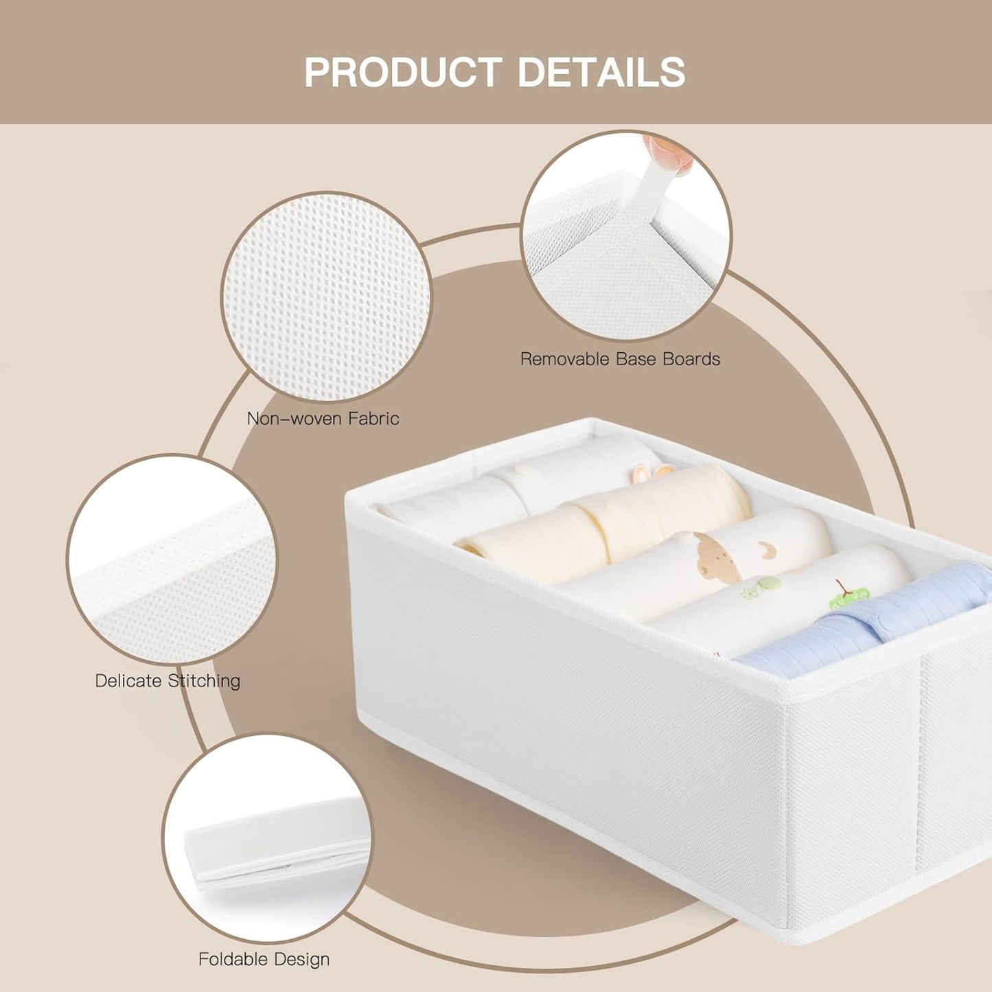 Criusia Drawer Organizer Clothes, 10 Pack Dresser Organizer for Baby Clothes, Underwear, Sock- Foldable Closet Organization and Storage Dividers Bins for Nursery, Bedroom (White)
