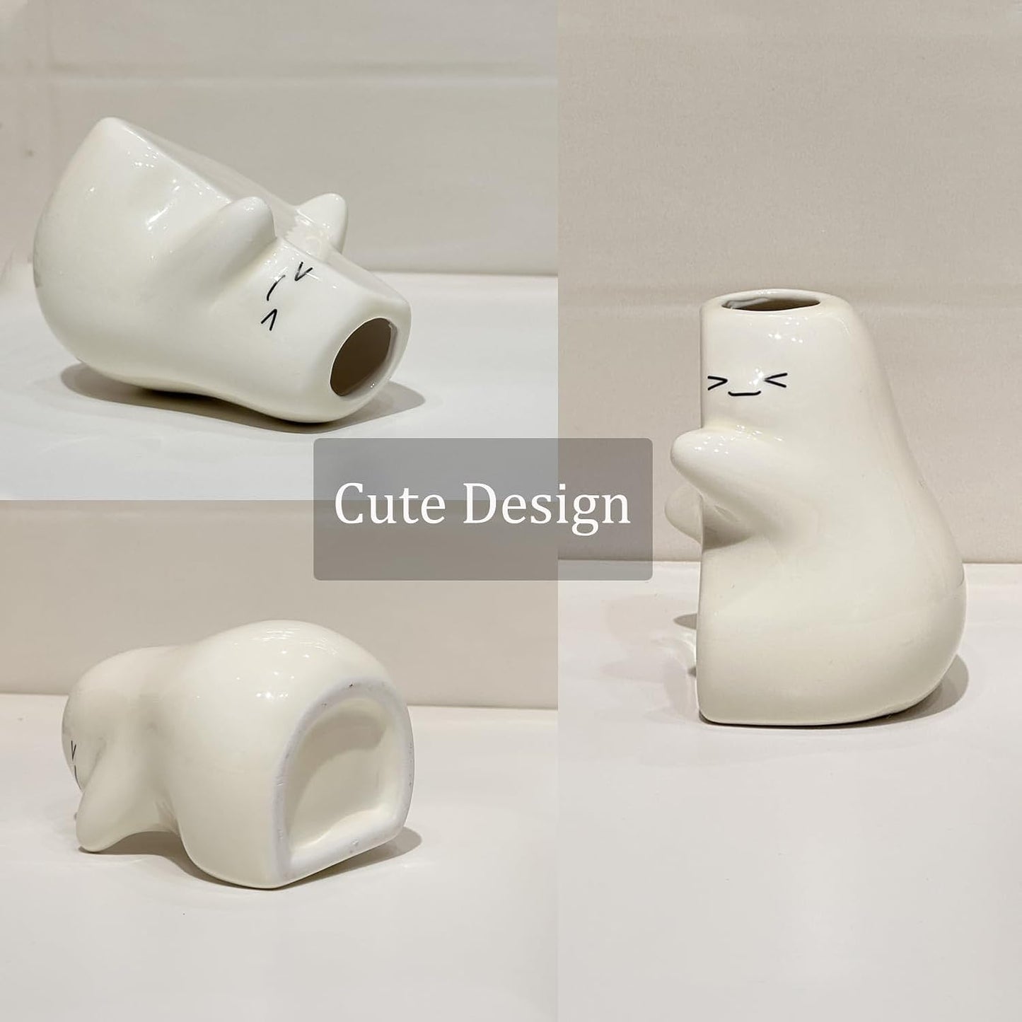 Ceramic Toothbrush Holder for Bathroom, Cute Tooth Brush Holders for Bathroom Countertop Home Office Table Decor