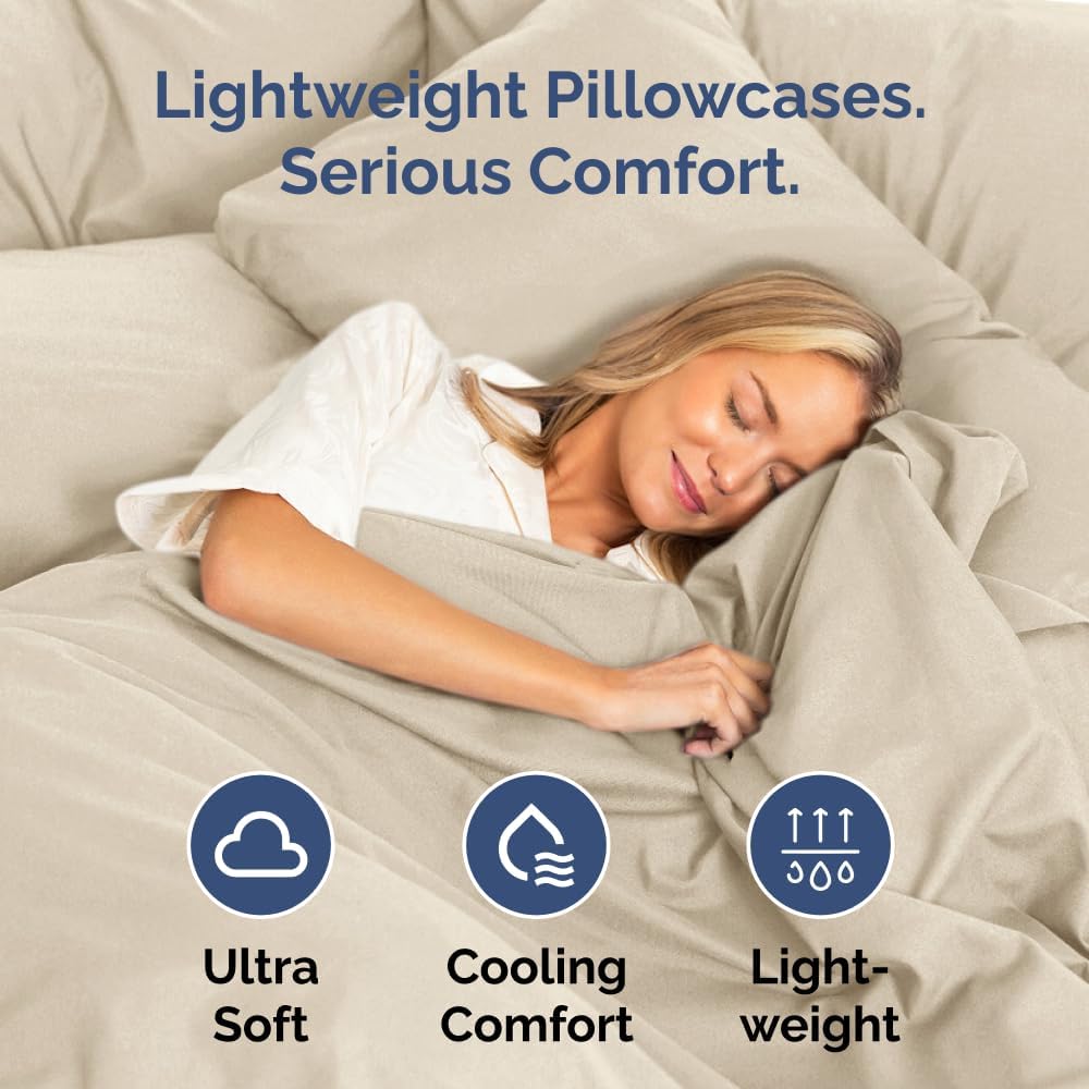 Queen Pillow Cases - 4 Pack - Super Soft Pillowcase Covers - Envelope Enclosure - Hotel Quality Pillow Protectors - Wrinkle Free, Fade, Shrink & Stain Resistant - Machine Washable - 20" x 30" (Wheat)