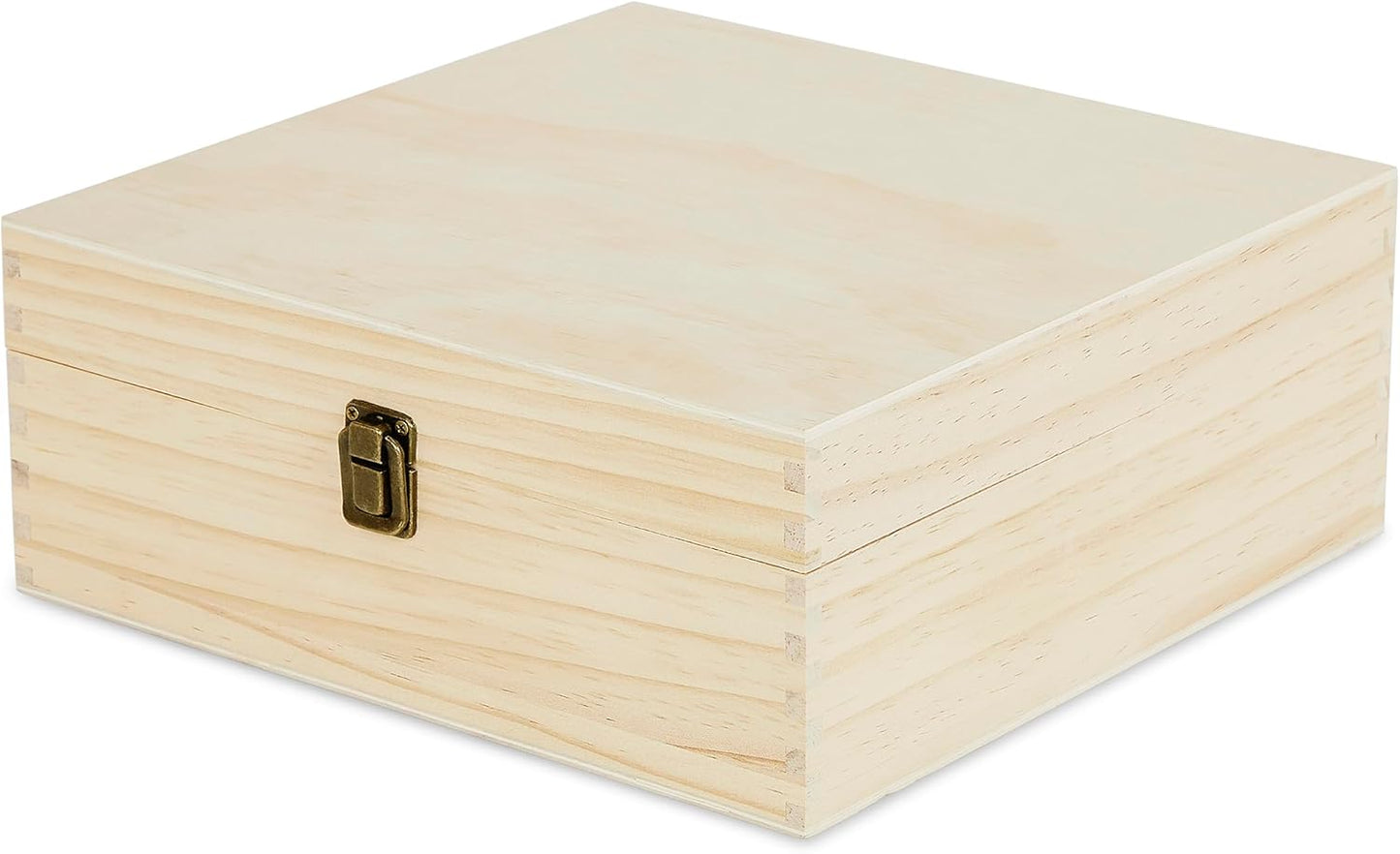makerflo Large Natural Pine Wood Memory Box with Black Felt Inside, Hinged with Clasp, Keepsake Wooden Box Ideal for Craft and Personalization (Laser Engraving, Epoxy, UV DTF, and Vinyl) – Pack of 1