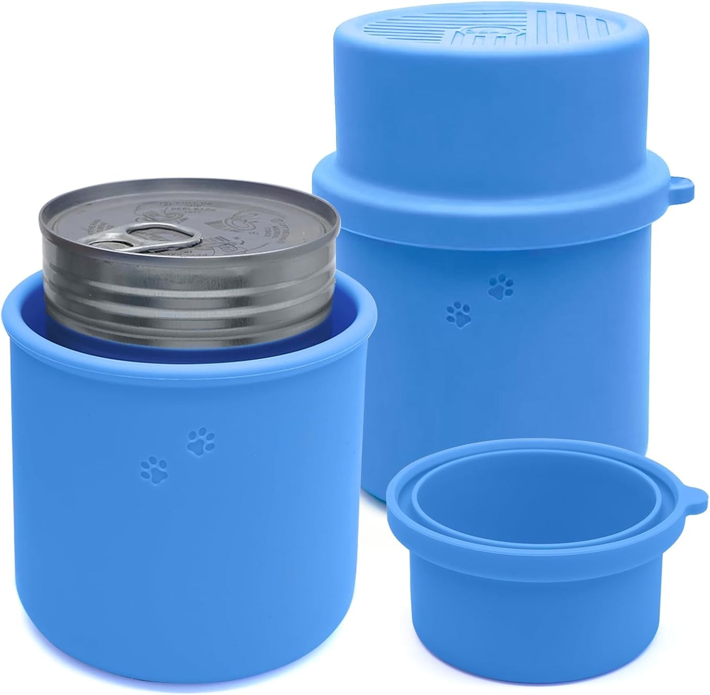 Original Canned Dog Food Storage Container | Silicone Can Cover Pet Food Sealer | BPA Free, Airtight, Dishwasher & Freezer Safe (2 Pcs Blue)