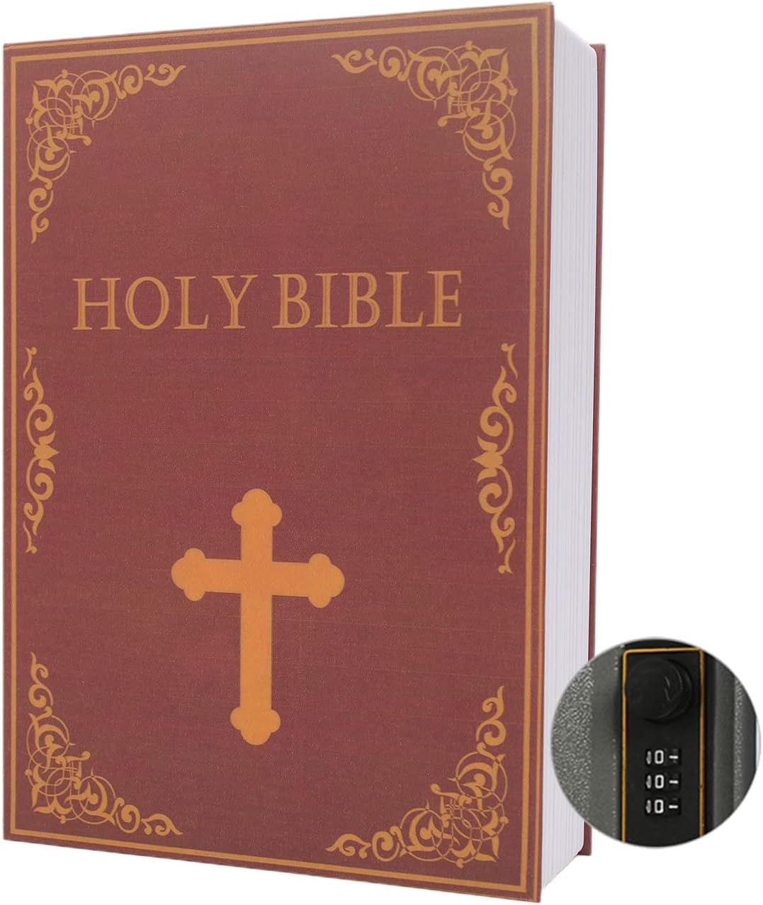 Large Diversion Book Safe Storage Box (Size 10.5"×8"×2.6") With Security Combination Lock, Dictionary Secret Hidden Safe (Bible-Combination)