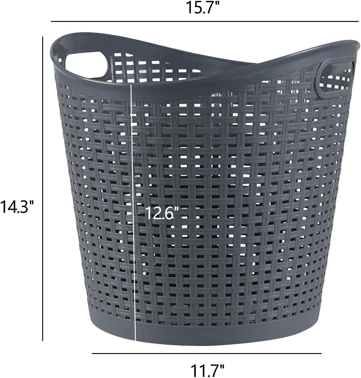 6 Packs 30 Liter Round Plastic Laundry Baskets, Grey Clothes Hamper, Large Basket for Storage