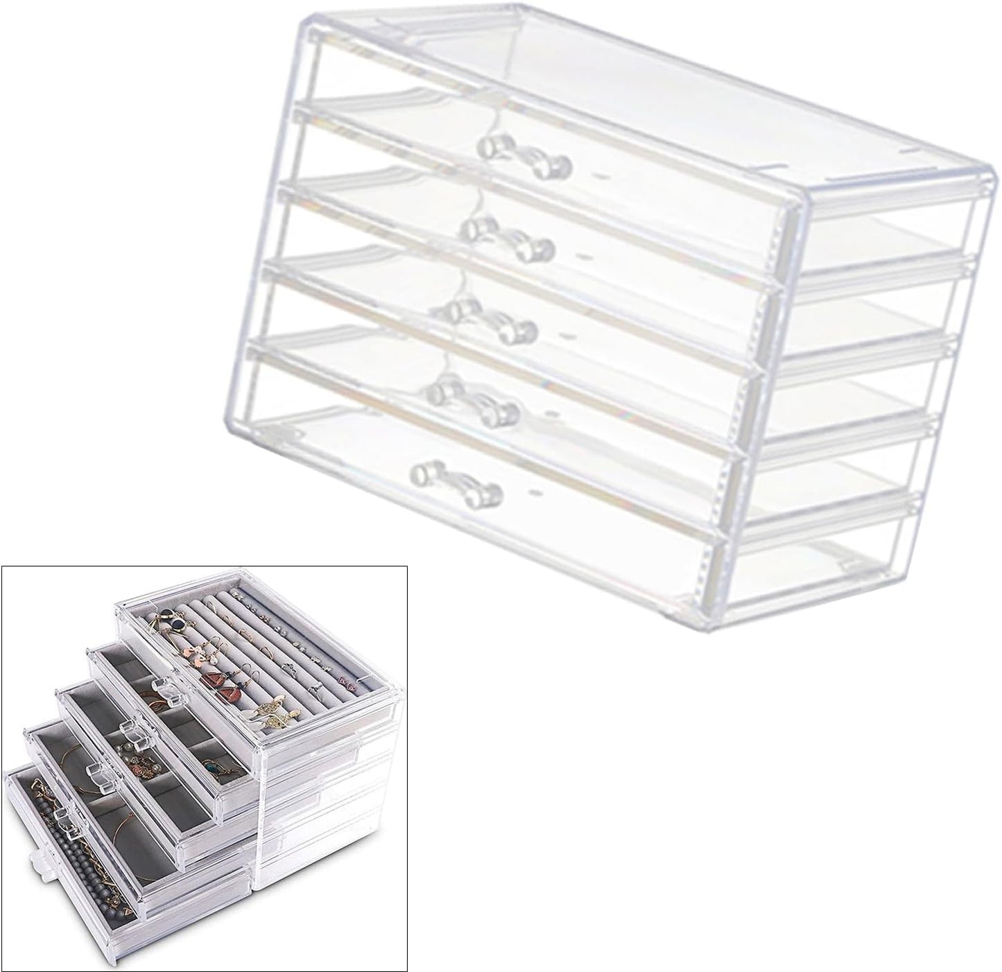 Space Saving Acrylic Cosmetic Storage Drawers Multi Drawers Acrylic Organizer Modern Jewelry Organizer for Organizing Cosmetics and Jewelry