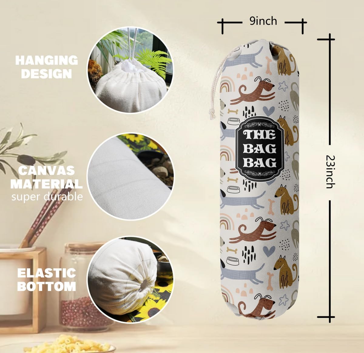 The Bag Bag Grocery Bags Holder Organizer, Wall Mount Plastic Storage Container Dispenser, Pet Lovers' Home Kitchen Bags, Ideal Gifts For Women, Dog Mom, Dad