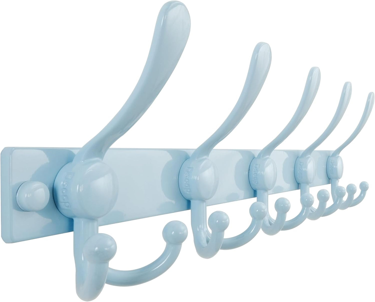 Dseap Coat Rack Wall Mount 2.0 Pro: Heavy Duty 300% Thicker, 16" Stud Mount, Stainless Steel Wall Coat Hooks Hanger for Clothes Jackets Hats Entryway Closet, MaxStrong Series, Blue