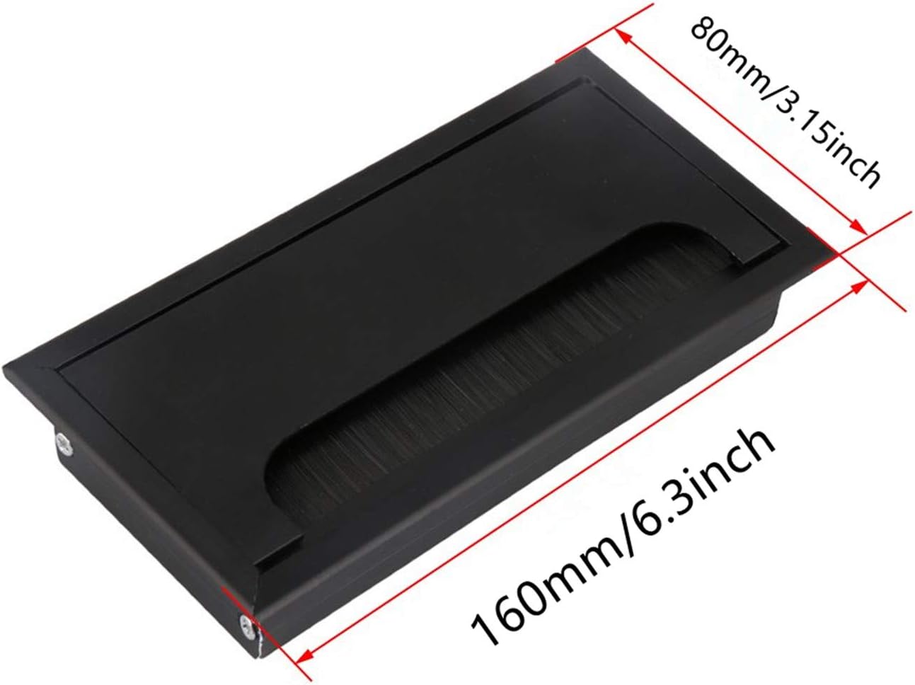 XMHF Aluminum Alloy Rectangle Wire Cable Grommet Hole Cover Cable Organizer for Office Desk Computer Desk Table (160 x 80mm; Black)