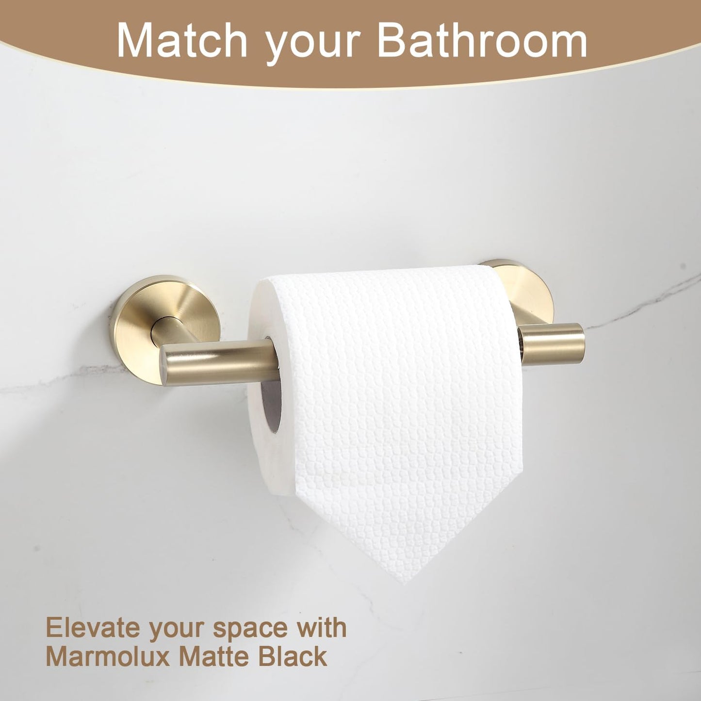 BGL Toilet Paper Holder Brushed Gold Wall Mount, Bathroom Toilet Paper Holder Brushed Nickel SUS 304 Stainless Steel, Double Post Pivoting Toilet Paper Roll Holder for Bathroom RV