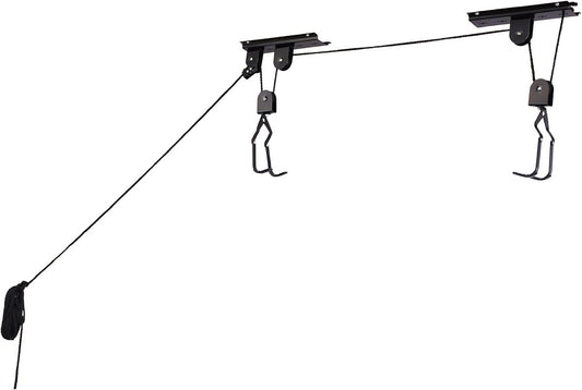 Bike Hanger - Overhead Hoist Pulley System with 100lb Capacity for Bicycles or Ladders - Secure Garage Ceiling Storage by Rad Sportz