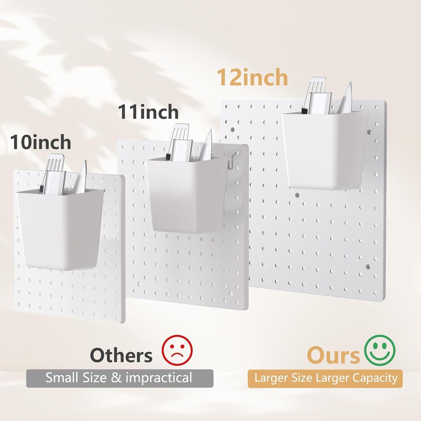 Peg Board,4 Pack Plastic Pegboard, Pegboard Wall Organizer,White Pegboard,ABS Pegboard,No Drilling Required,24x24inch,Suitable for Craft Room Office Garage Kitchen
