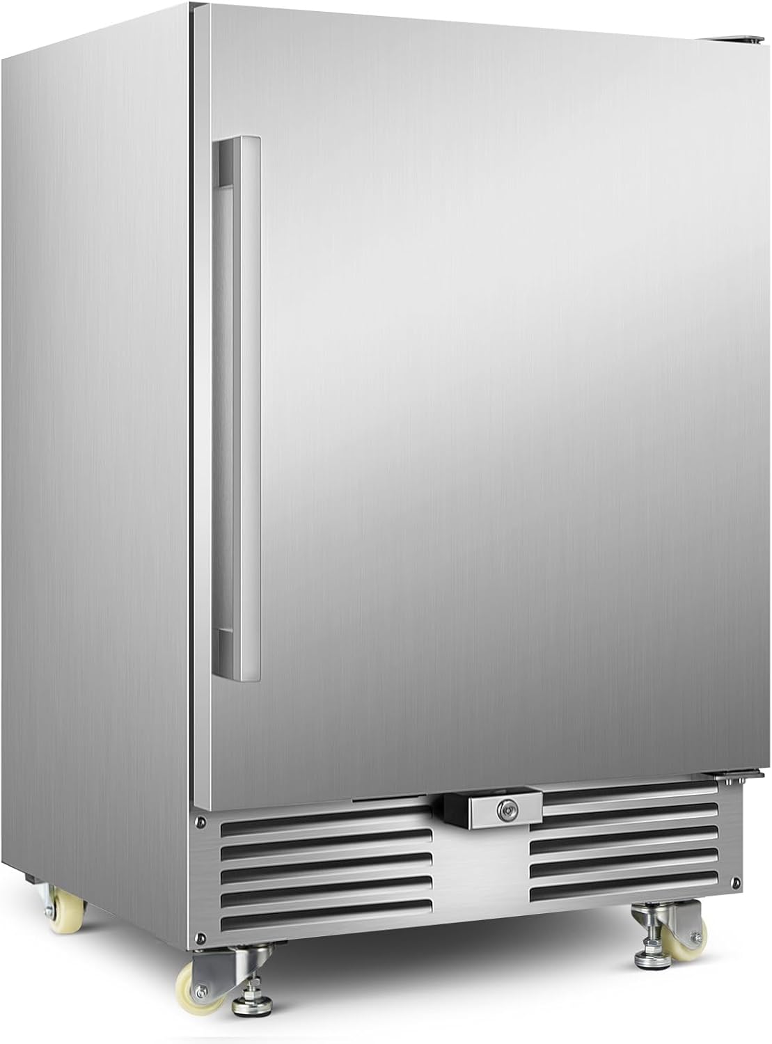 Outdoor Beverage Refrigerator 24 Inch Wide, Stainless Steel Beverage Fridge 180 Cans for Undercounter Built-in or Freestanding, for Home and Patio, Water Proof, Fast Cooling, Low Noise, 37-65 °F