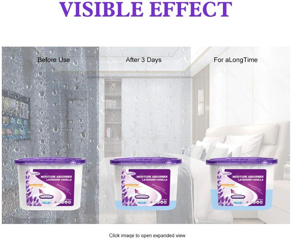 CANAGER Lavender Vanilla,Fresh Scent, Moisture Absorber Box,Odor Eliminator and Dehumidifier Boxes for Closet,Bedroom,Kitchen,Bathroom-6 Packs,Cups - Traps Moisture for Fresher, Cleaner Air