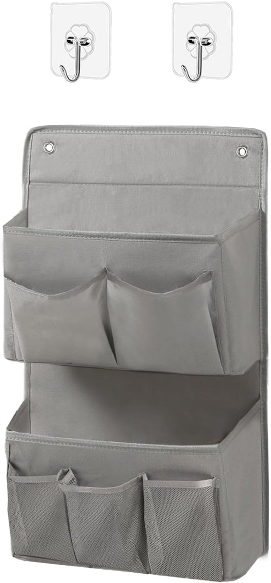 Wall Hanging Organizer – Over The Door Storage & Behind Door Organizer for Dormitory, Bathroom, Bedroom, Kitchen, Nursery, Space-Saving (Grey, 1 Pack)
