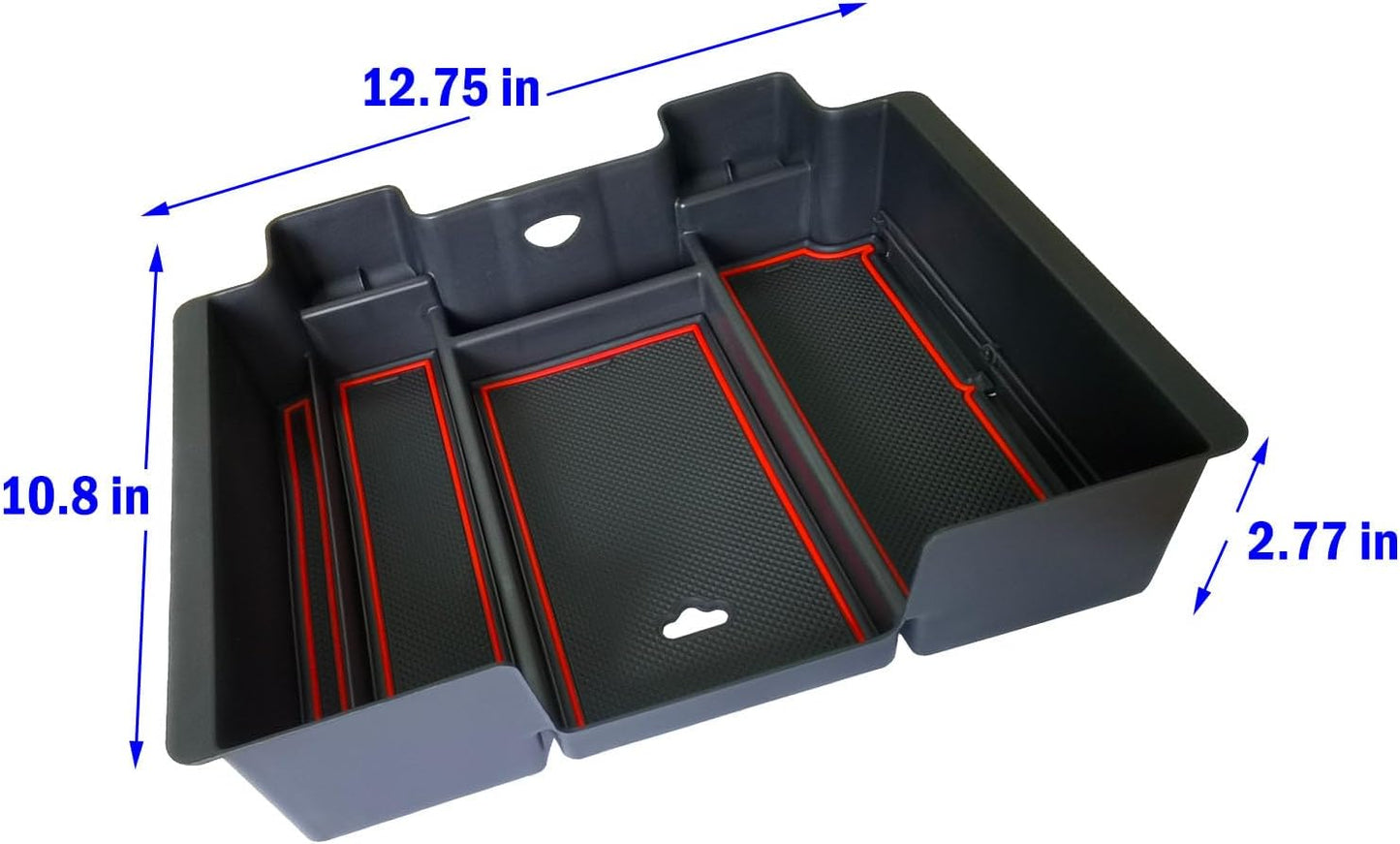 Full Size Center Console Armrest Box Organizer Tray for 2019-2022 Chevy Silverado/GMC Sierra 1500 and 2020-2023 Silverado/Sierra 2500/3500 HD (Full Console w/Bucket Seats ONLY) Red Trim