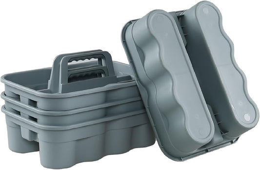 Plastic Cleaning Storage Caddy, Plastic Cleaning Supplies Caddy with Handles, Gray, 4 Packs