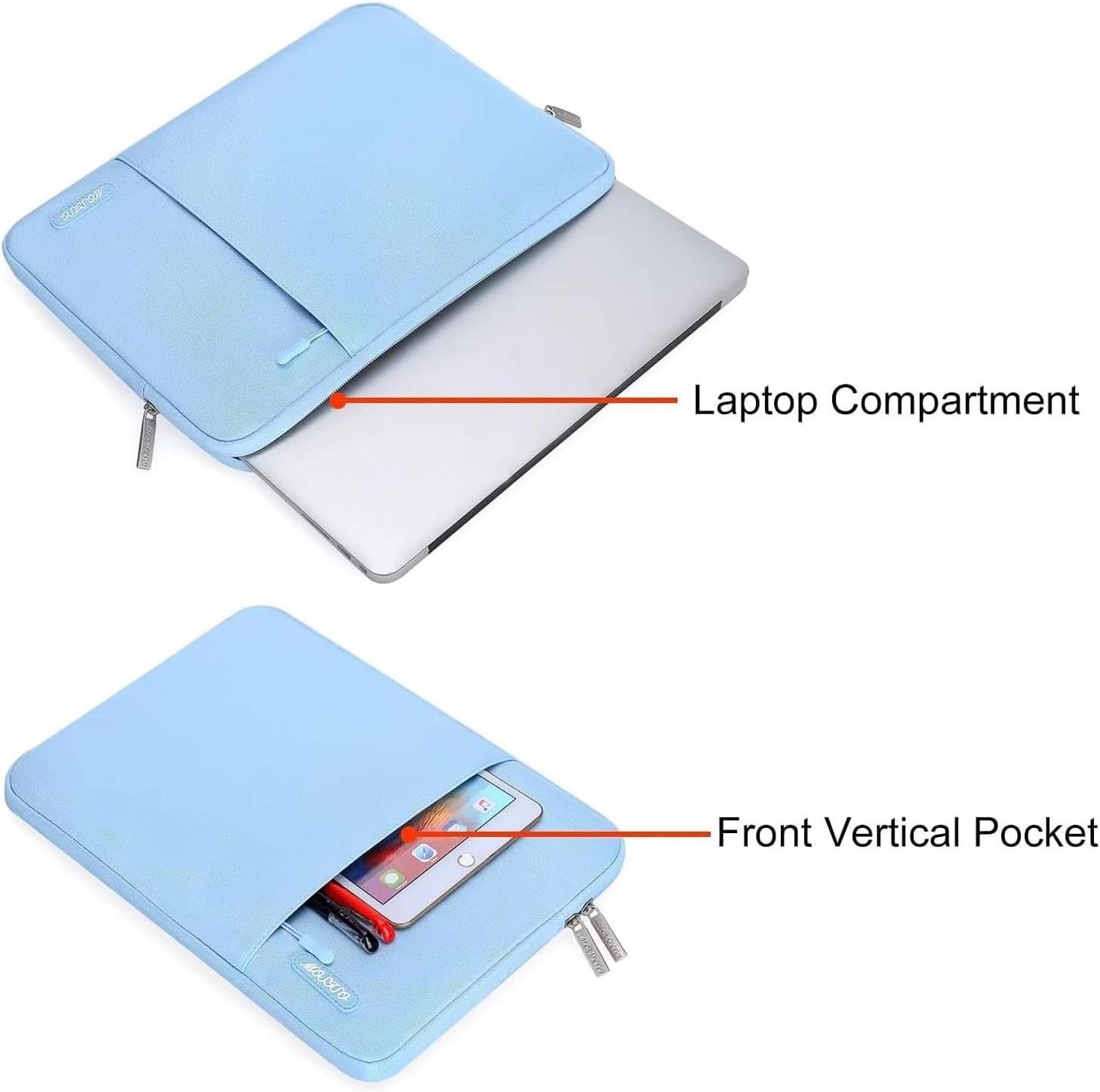 MOSISO Laptop Case 15 inch, 15 inch Laptop Sleeve Compatible with MacBook Air 15 M4 A3241 M3 A3114 M2 A2941 2025 2024 2023,Dell XPS 15,Polyester Vertical Computer Sleeve Bag with Pocket, Air Blue