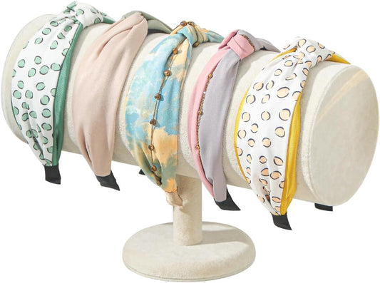 Coward T-Bar Beige Headband Holder Organizer,Hairband Display Stand,Hairband Storage Rack for Girls And Women (detachable beige velvet)