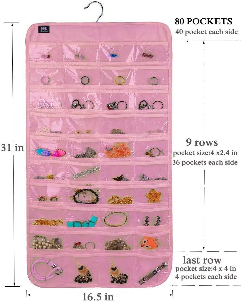 BB Brotrade Hanging Jewelry Organizer,Accessories Organizer,80 Pocket Organizer for Holding Jewelries