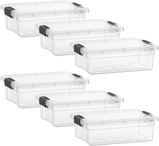 Superio Storage Bins with Lids- 6 Pack, 7.4 Qt Clear Boxes for Organizing, Stackable Plastic Containers- BPA Free, Non-Toxic, Odor Free, Organizer for Home, Office, Dorm