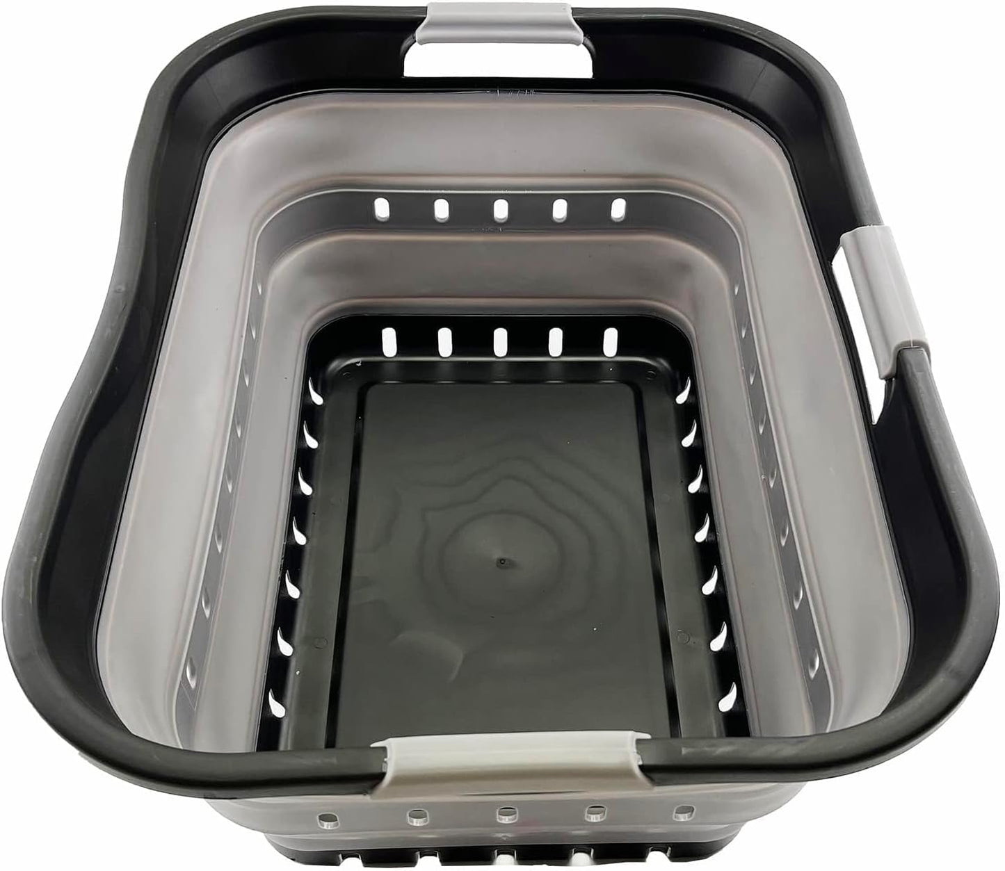 SAMMART 42L (11 gallon) Collapsible Plastic Laundry Basket - Foldable Pop Up Storage Container/Organizer - Space Saving Hamper/Basket (Black/Alloy Grey)