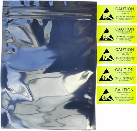 10pcs 11.8x15.7in/30x40cm Large Anti Static Bags with 10pcs Stickers, Premium Resealable Antistatic Bag,ESD Bags for Computer Electronic Devices Motherboard Anti Static