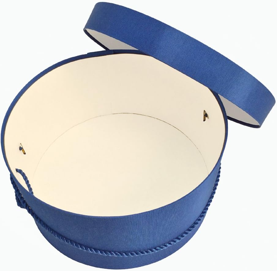 Sarah's Hat Boxes Classic Royal Hat Box – 21.5" x 11.5" (Dia. x Ht.) Handmade in USA – Odorless Non-Toxic Adhesive, Cording Handle – Premium Storage for Hats & Accessories