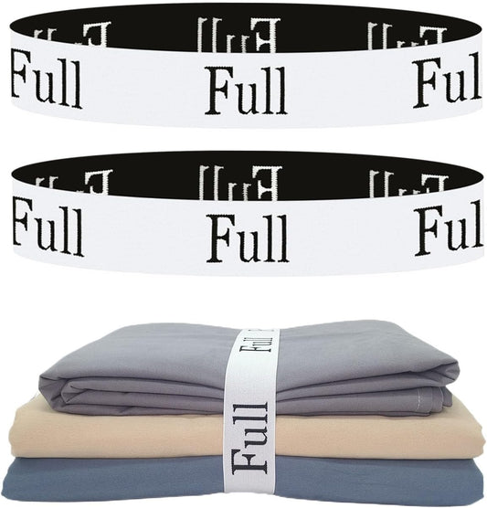 2 Pieces Bed Sheet Organizer Bands, Sheet Organizers and Storage Label Bands, Sheet Label for Bedding, Sheets Organizer for Closet,Sheet Keepers Linen Labels Bedding Bands (2Pcs Full)