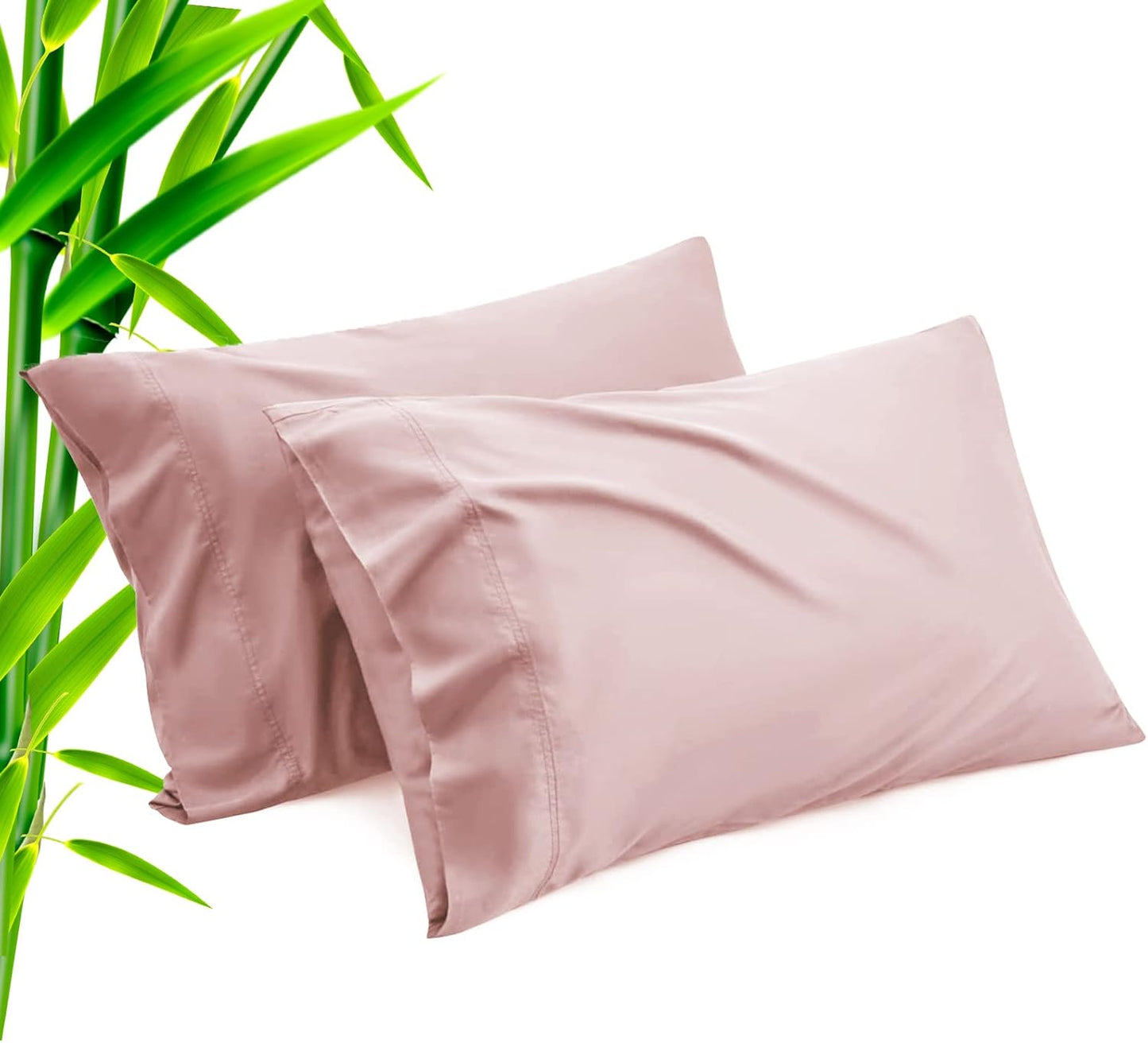 TELUS Pink Pillow Cases Standard Size 2 Pack, Bamboo Rayon Cooling Pillowcases with Envelope Closure, Cool Breathable Pillow Cover for Hot Sleepers & Night Sweats, 20x26 inch